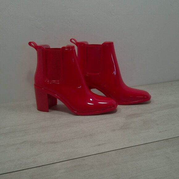 Sexy Jeffrey Campbell Hurricane Cherry Red Waterproof Rain Boots Size 9 - Picture 9 of 14